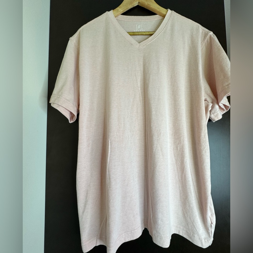 GEORGE Men's Pink V-Neck Tee